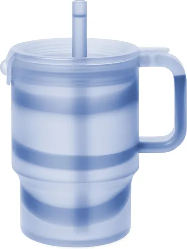 Vista 17 de Olababy Vaso de silicona para niños pequeños con asa y pajita, arándano, 11 Azul (Arándano)