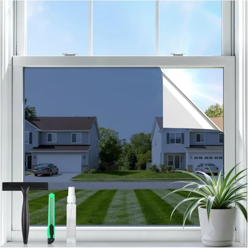 Vista 13 de rabbitgoo Tinte de ventana para el hogar con herramientas, negro plateado, 17.5 x 78.7 pulgadas One Way Privacy Window Film UV Blocking Heat