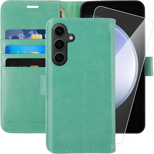 Vista 13 de MONASAY - Funda tipo cartera para Samsung S23 con 3 tarjeteros, color negro