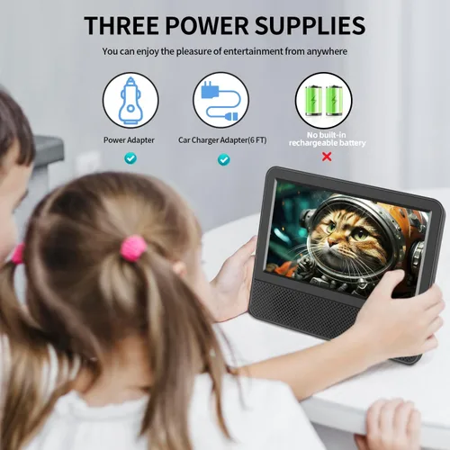 Vista 2 de Jexiop TV de pantalla IPS 1080P de 7 pulgadas, pequeño televisor con sintonizador digital ATSC, puerto USB/TF, entrada HDMI, mini televisores