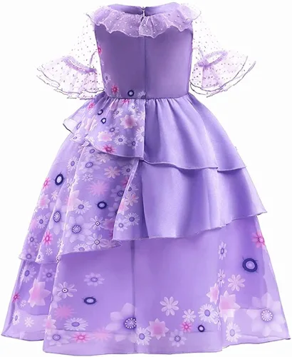 Vista 2 de Choadam Vestido Mirabel para niñas, vestido Isabela, vestido Mirabel Madrigal, peluca Mirabel, con lentes