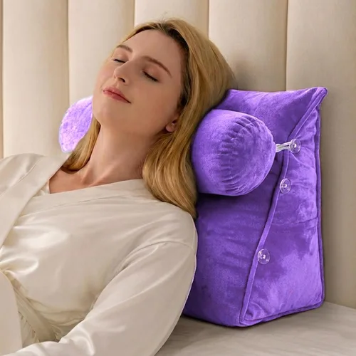Vista 12 de Cheer Collection Almohada de cuña de lectura, almohada de lectura de cuña ajustable con soporte para el cuello, almohada de respaldo rellena