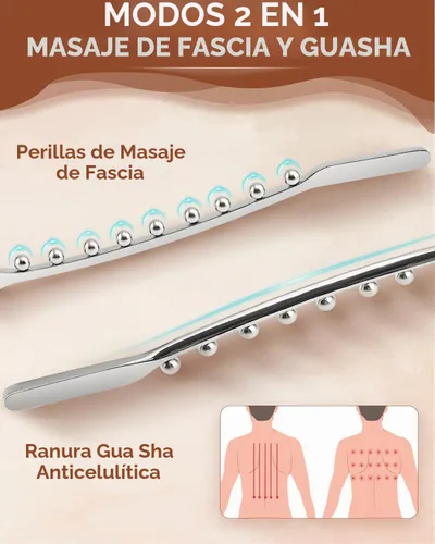 Vista 2 de ONUEMP Barra Gua Sha de acero inoxidable, masajeador de drenaje linfático, removedor de celulitis, herramienta raspadora muscular de punto