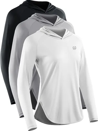 Vista 12 de NELEUS - Camisetas de protección solar para mujer, para correr, atléticas, con capucha, para el entrenamiento