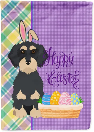 Vista 45 de Caroline's Treasures WDK4925GF Bandera de Pascua Airedale Terrier negra y tostada, tamaño jardín, bandera decorativa para patio exterior, patio