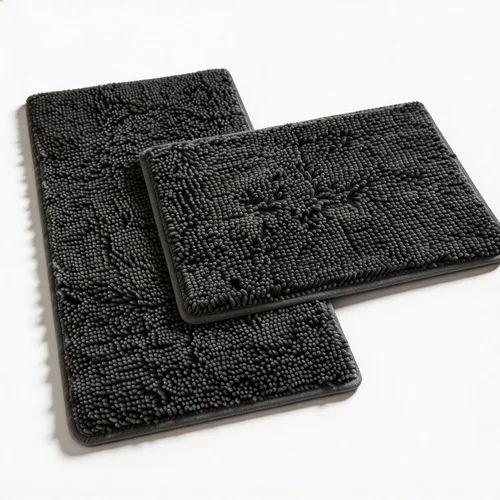 Vista 16 de Juegos de Alfombras de Baño de 2 Piezas de Chenilla Suave Antideslizantes Alfombras de Baño Absorbentes Peludas, Alfombra de Bañera, Alfombras Gris