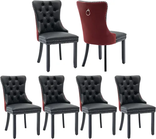 Vista 90 de Juego de 2 sillas de comedor de terciopelo beige, modernas sillas de cocina tapizadas