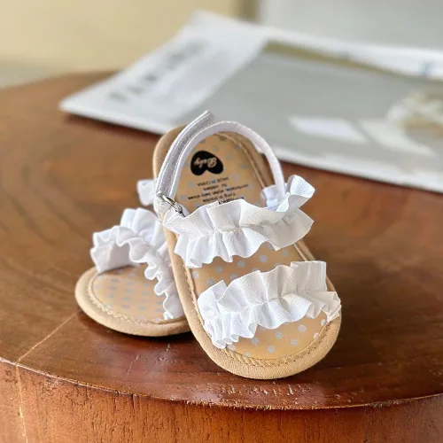 Vista 5 de Myleleya Sandalias de verano para bebés, niños y niñas, para vestido de boda, zapatos planos para recién nacidos, zapatos de cuna para primeros