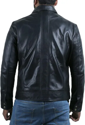 Vista 3 de Laverapelle 1501382 - Chaqueta de piel de cordero auténtica para hombre (negro, chaqueta de aviador)