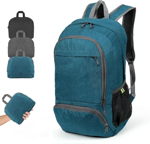 Vista 8 de TANTOMI Mochila plegable ultraligera 25L - Mochila de senderismo plegable para viajes, mochila pequeña para hombres y mujeres al aire libre - Negro