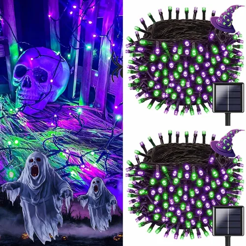 Vista 13 de OZS Paquete de 2 tiras de 240 luces LED solares para exteriores