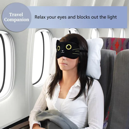 Vista 4 de Lindas máscaras para dormir con diseño de animales de dibujos animados, máscara de felpa para dormir y con los ojos vendados de viaje, divertida