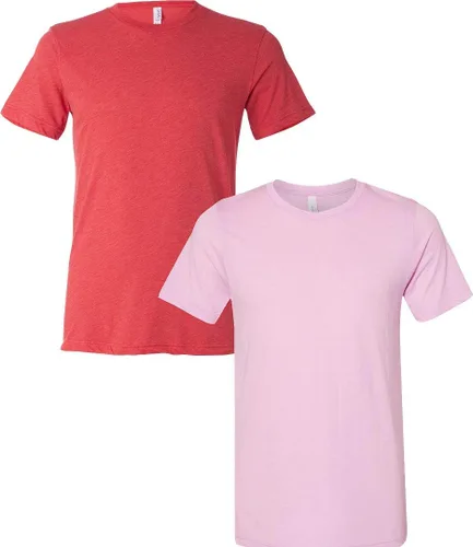 Vista 232 de Bella Canvas 3413c para hombre (1) Triblend verde + (1) Triblend rojo