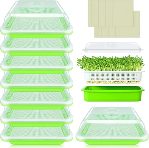 Vista 12 de Legigo Paquete de 2 Bandejas Germinadoras de Semillas con Tapas - Bandeja de Germinación de Cultivo Sin Suelo, Bandejas de Cultivo de Microvegetales
