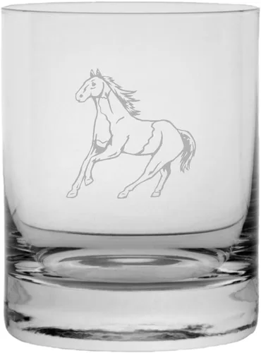 Vista 35 de Abaco Barb - Vaso de whisky con temática de caballo grabado (10.25 onzas)