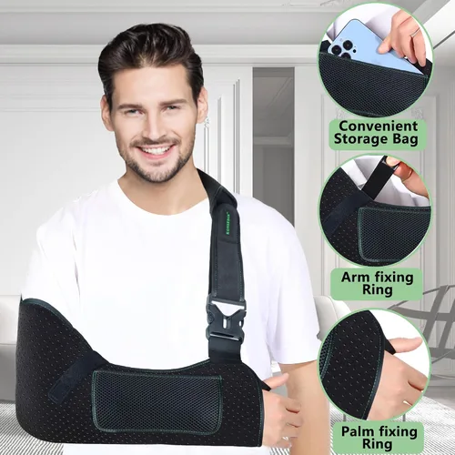 Vista 2 de KONSEDIK Cabestrillo para Brazo y Hombro para Hombres y Mujeres, Cabestrillo Médico Poroso Cómodo con Bolsillo y Almohadilla para el Hombro