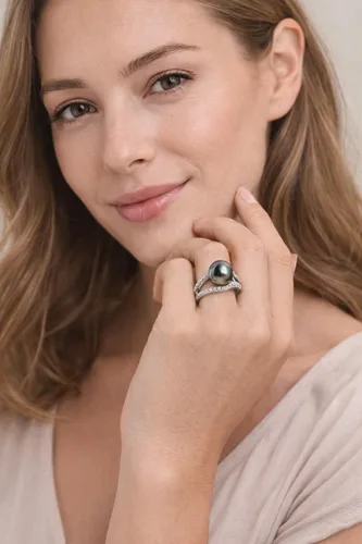 Vista 3 de The Pearl Source 9-10mm 14K Gold Plated Sterling Silver Cultured Pearl Tessa Ring for Women Tahití negro