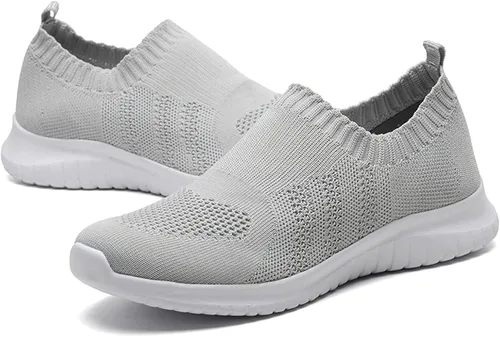 Vista 3 de Lancrop - Zapatos de senderismo para mujer - Cómodos zapatos de malla de meter, gris, 5