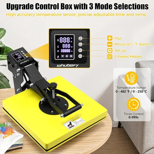 Vista 4 de Whubefy Prensa de calor deslizante de 15 x 15 pulgadas, máquina de prensa de calor Clamshell para camisetas, bolsos, alfombrillas de mouse y más