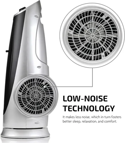 Vista 4 de Ovente Ventilador eléctrico portátil de torre oscilante de 90° de 30.4 pulgadas con 3 velocidades controladas por perilla analógica manual