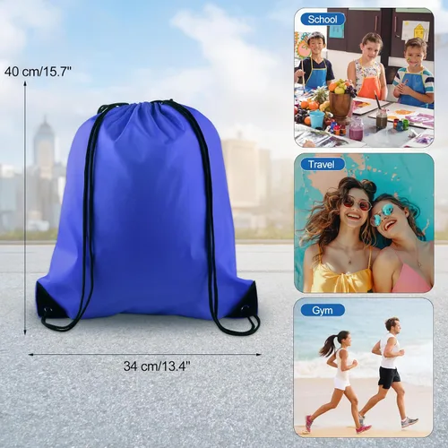 Vista 4 de KUUQA Mochila con cordón, bolsa de almacenamiento para escuela, gimnasio, viajes, Azul, Viajar