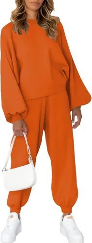 Vista 2 de Viottiset Conjunto deportivo de 2 piezas para mujer, conjunto de pijama de punto casual