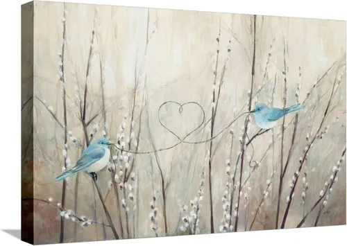 Vista 8 de ART.COM Lienzo enmarcado para pared, cuerda neutra de pájaros bonitos por Julia Purinton, decoración de animales, 18 x 12 pulgadas, marco negro