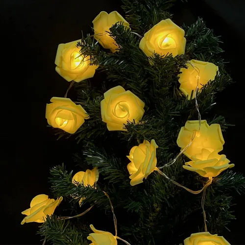 Vista 7 de VIPMOON Guirnalda de luces de rosas de 6.6 ft, 20 LED, funciona con pilas, luces románticas brillantes y cálidas, lámpara de hadas para el día