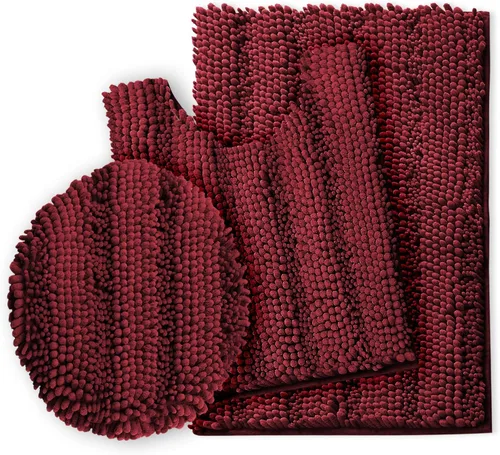 Vista 11 de Clara Clark Tapetes para baño de felpilla, tapetes de baño de felpa ultra suaves, lavables a máquina, con parte trasera antideslizante, 44 x 26 Negro