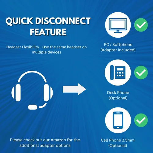 Vista 4 de TruVoice HD-350 Auriculares USB Deluxe para la oficina o centro de llamadas. Funciona con todos los sistemas telefónicos VoIP. Micrófono