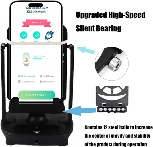 Vista 4 de Columpio para teléfono, podómetro de contador de pasos compatible con Pokemon Go Poke Ball Plus, accesorios para teléfono celular con cable USB
