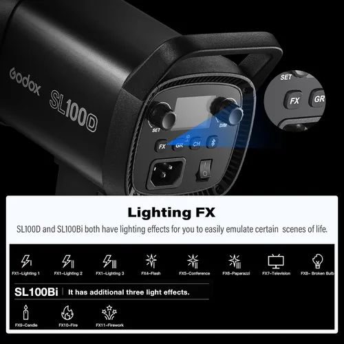 Vista 3 de Godox SL100D Luz diurna COB LED luz de vídeo
