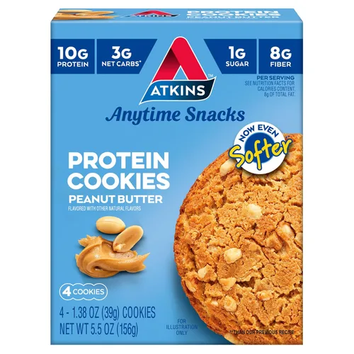 Vista 12 de Atkins Galleta de proteína con chispas de chocolate, postre proteico, rico en fibra, 0.11 onzas de carbohidratos netos, 0.04 oz de azúcar, apto