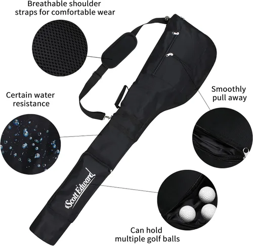 Vista 5 de Scott Edward Foldable Golf Club Carry Bag, Portable Sunday Pencil Bag, Lightweight Waterproof Training Case, Holds 7-12 Clubs
