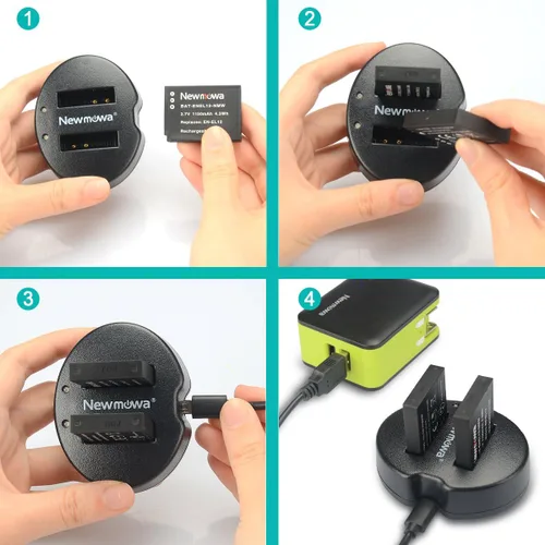 Vista 6 de Newmowa Paquete de 2 baterías de repuesto y cargador USB dual para Nikon EN-EL12 Compatible con Nikon Coolpix AW100 AW100s AW110 AW110s AW120 P330