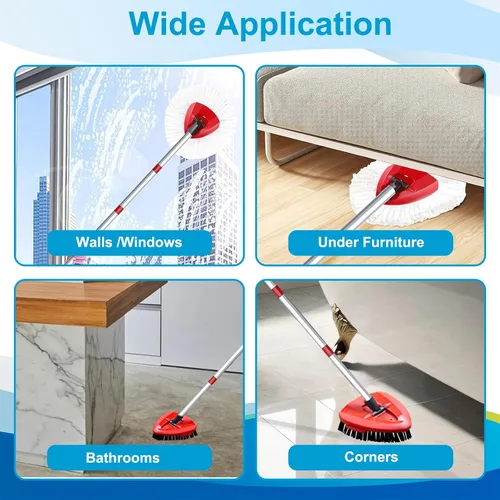 Vista 8 de Cabezal de trapeador giratorio y cepillo de repuesto para O Cedar EasyWring 1 tanque, color blanco 4 Microfiber Mop Refills, 1 Scrub Brush, 1