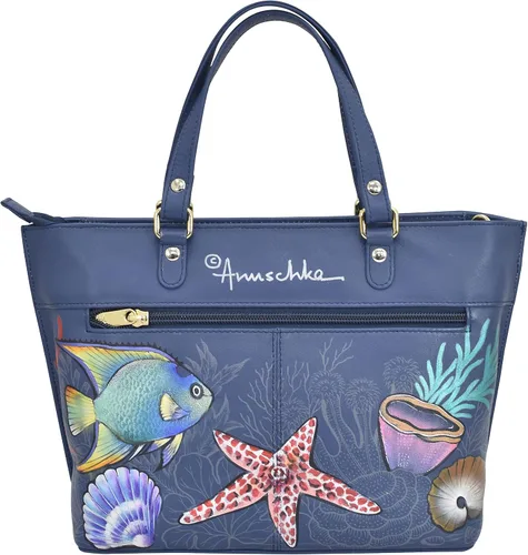 Vista 2 de Anuschka Bolso mediano de cuero genuino pintado a mano original para mujer