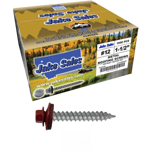 Vista 95 de 12 tornillos para techos de metal gris ABC de 1-1/2 pulgadas, cabezal de arandela hexagonal, arranque automático/roscado, arandela EPDM. 1 bolsa