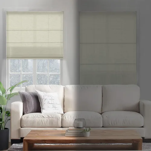 Vista 2 de Changshade Persianas romanas sin cordón para ventanas, sin herramientas, persianas romanas de tamaño personalizado, filtro de luz, persianas Beige