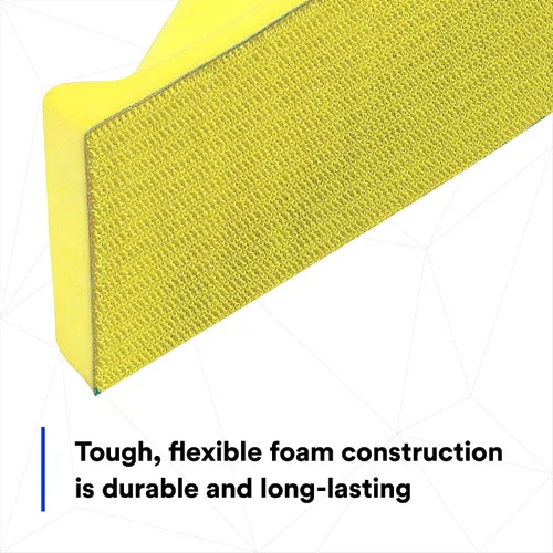 Vista 4 de 3M Hookit Bloque de mano suave 05742, 2-3/4 pulgadas x 5 pulgadas, espuma moldeada flexible, de larga duración, amarillo