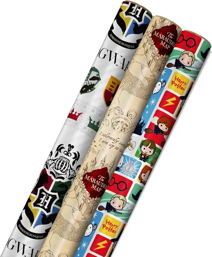 Vista 2 de Hallmark Paquete de papel de regalo y bolsas de regalo de Harry Potter (paquete de 3 papel de regalo, paquete de 3 bolsas de regalo)