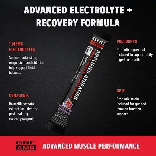 Vista 6 de GNC AMP Amplified Hydration, Acai Blueberry Granada, 20