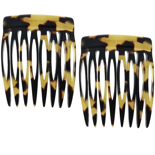 Vista 9 de Camila Paris CP2332 - Peine lateral de pelo francés ónix, 4 piezas, hecho a mano, pequeño, peines decorativos para el cabello estilo francés, pinzas