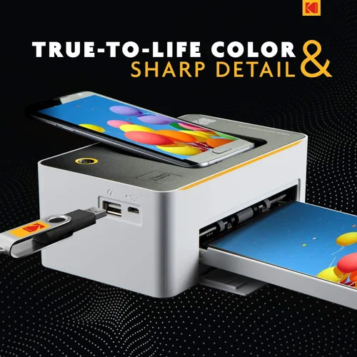 Vista 6 de Kodak Dock & Wi-Fi - Impresora fotográfica instantánea portátil de 4x6 pulgadas, impresiones a todo color de alta calidad - Compatible