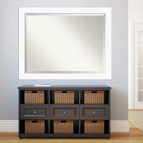Vista 5 de Amanti Art - Espejo de baño blanco para sobre lavabo, espejo de tocador rectangular blanco de 35x45 para gabinete, marco moderno extragrande, se