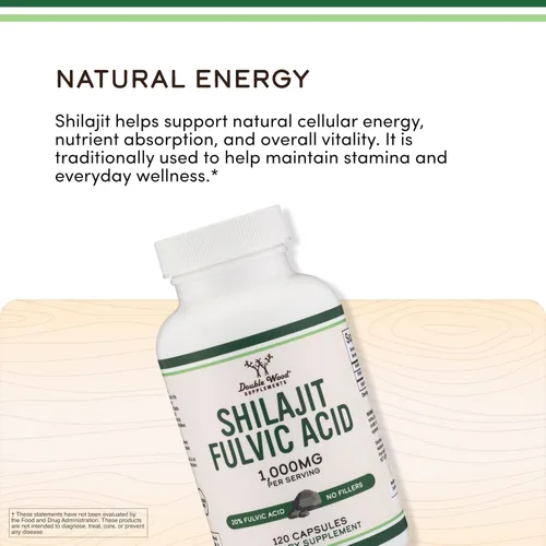 Vista 4 de Shilajit puro del Himalaya en cápsulas (20% de suplemento de ácido fúlvico) 1,000mg de extracto auténtico de Shilajit por porción, 120