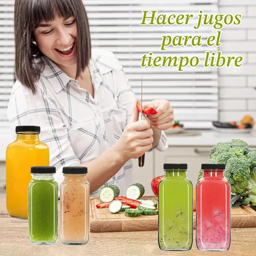 Vista 4 de NEWMIAO 3 paquete de 8 onzas Botellas de jugo de vidrio con tapas, 250 ml Botellas de agua de vidrio reutilizables, recipientes de bebida vacíos