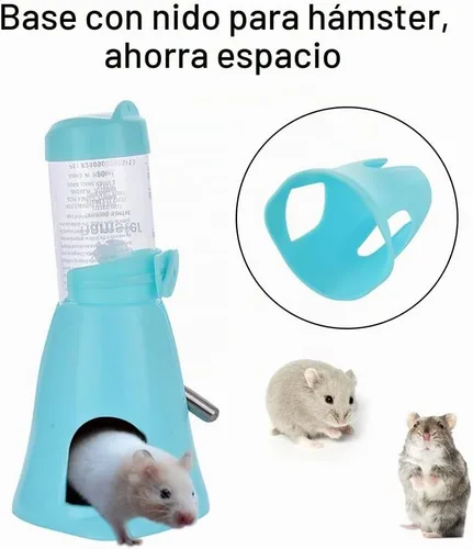 Vista 3 de Guardians Botella de agua de hámster, botella automática para beber Little Pet con base de contenedor de alimentos, choza, botellas de alimentación