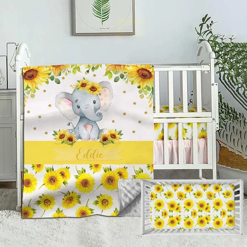 Vista 8 de Juego de ropa de cama personalizado para cuna de bebé, edredón de cuna con nombre personalizado, ropa de cama de ciervo con cuernos, juego de 2