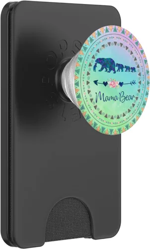 Vista 8 de Bohemio Boho Mamá Oso Cuatro Cachorros Bebé Rosa Verde Azul PopSockets PopGrip Intercambiable PopGrip